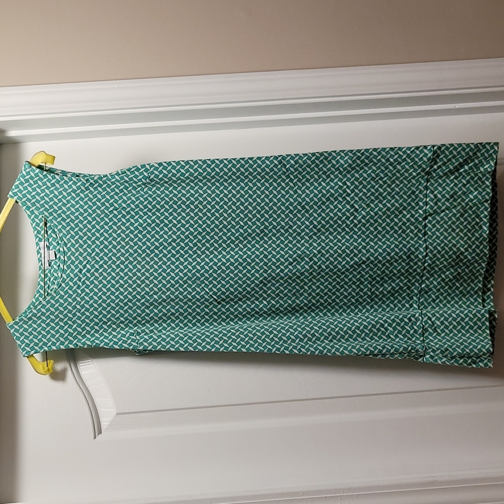 New York & Company Medium Green & White Sleeveless Dress